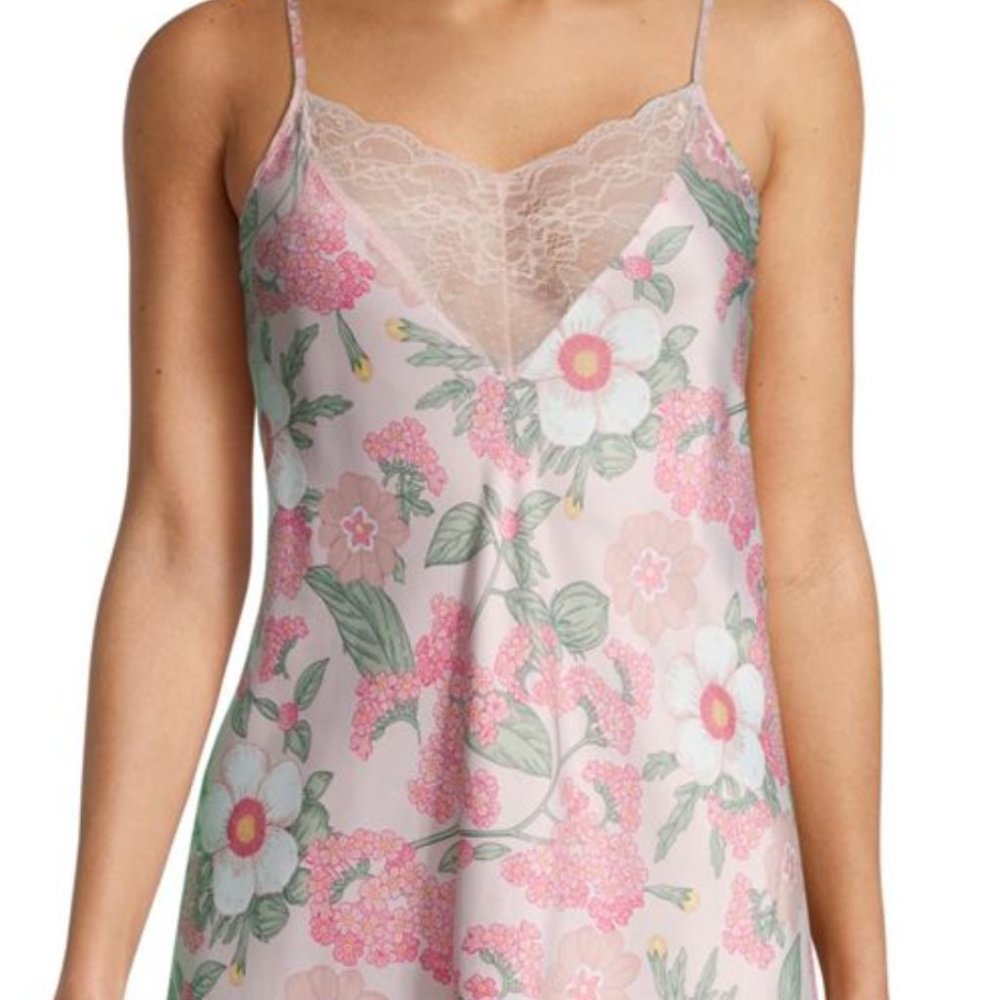 NEW Flora Nikrooz Women Trish 2 Piece Set Robe & Chemise Nightgown Lace Trim - Picture 5 of 5